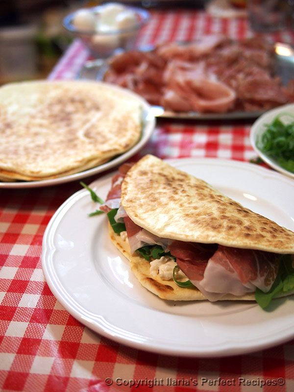 authentic soft piada piadina cold cuts arugula