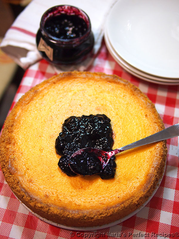 best italian cheese cake topped blueberry sauce