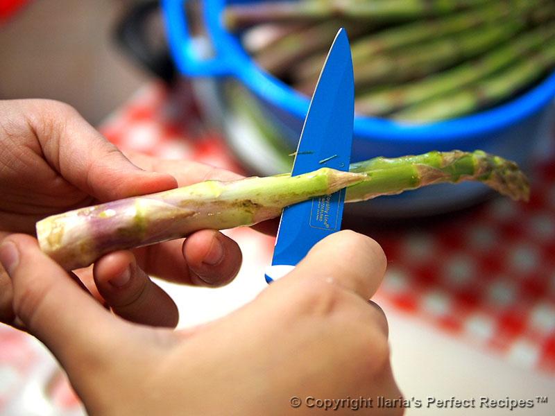 peel asparagus outer skin